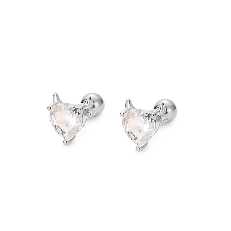 S925 Sterling Silver Christmas Heart-Shaped Antler Earrings