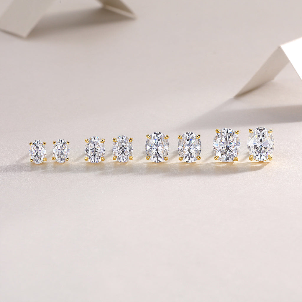S925 Sterling Silver Gold-Tone Moissanite Stud Earrings