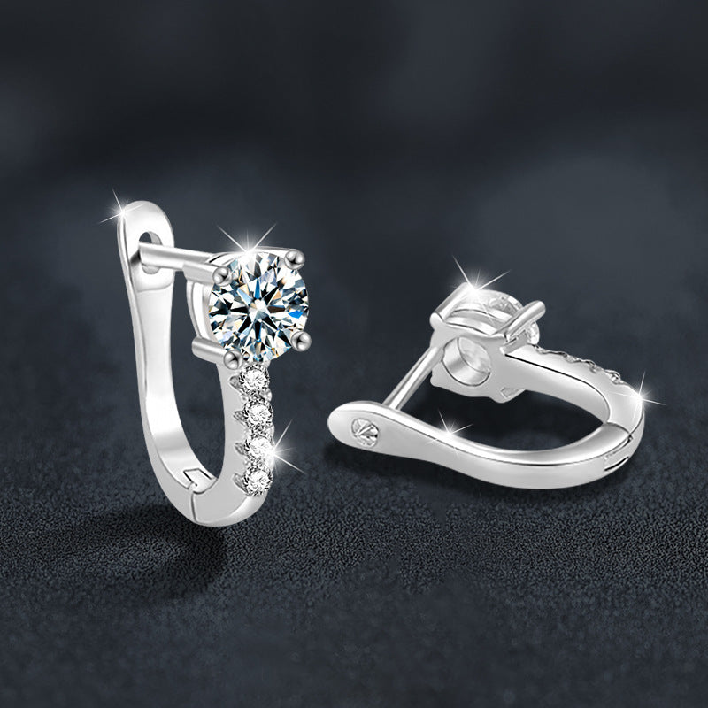 S925 Sterling Silver Moissanite Classic U-Shaped Earrings