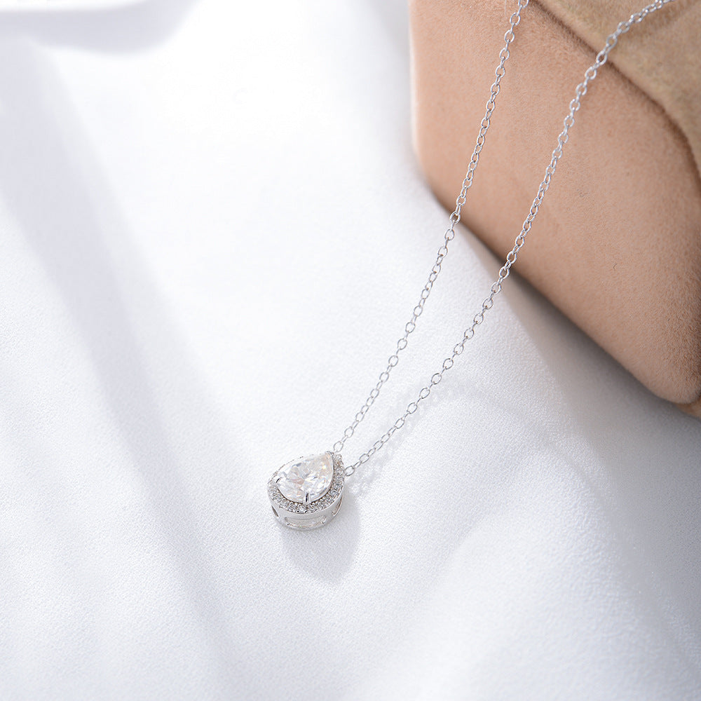 S925 Sterling Silver Drop-Shaped Zircon Necklace