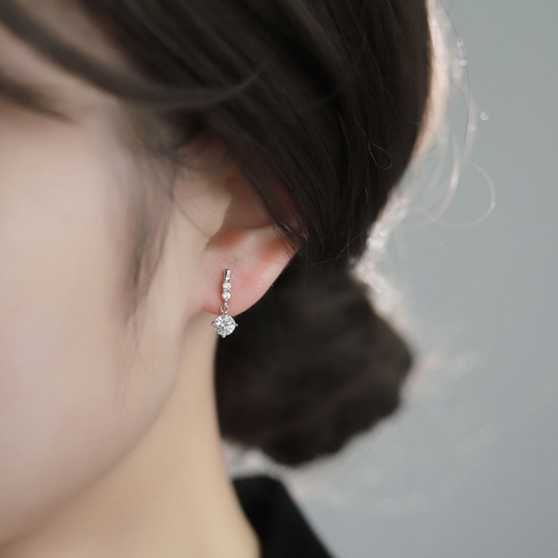 925 sterling silver tassel moissanite earrings