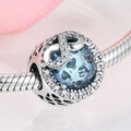 S925 Sterling Silver Blue Heart-Shaped Beaded Shining Zircon Inlaid Pendant