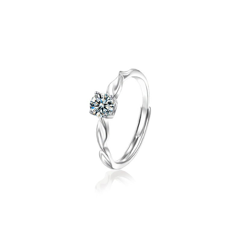 S925 Sterling Silver Twist Moissanite Couple Ring