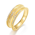 S925 Sterling Silver Gold-Plated Bohemian Vintage Style Zircon Ring