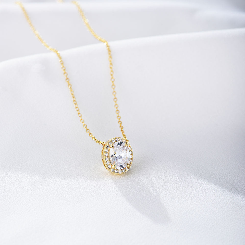 S925 Sterling Silver Oval Micro Inlaid Zircon Necklace