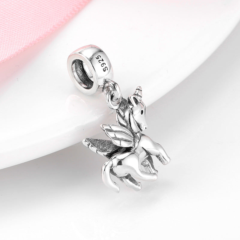 S925 Sterling Silver Pegasus Unicorn Pendant