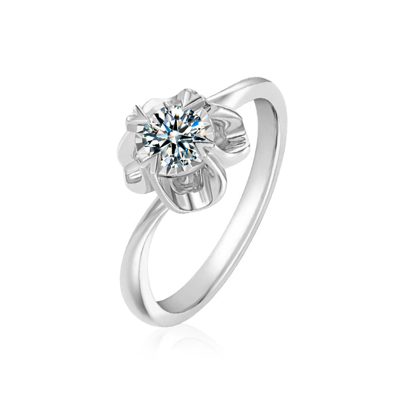925 Sterling Silver Unique Snowflake Moissanite Ring