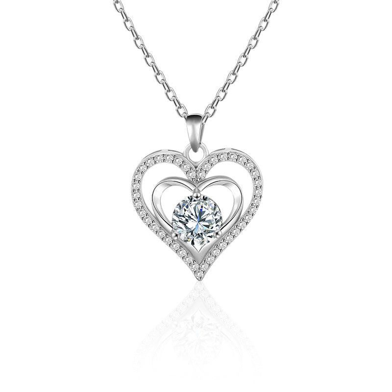 S925 Sterling Silver Moissanite Love Pendant Necklace