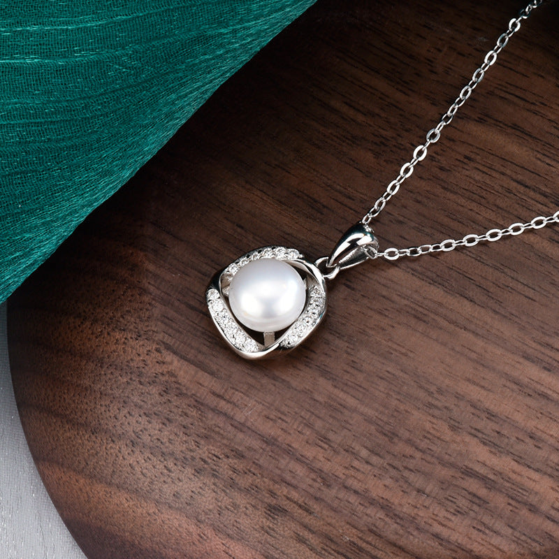 S925 Sterling Silver Moissanite Pearl Necklace