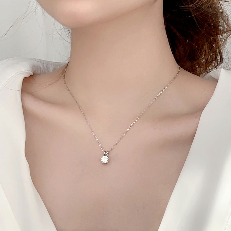 S925 Sterling Silver Moissanite Four-Claw Necklace