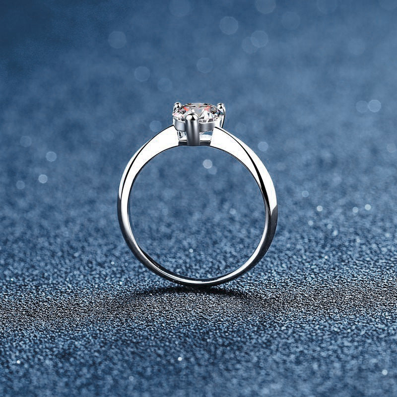 925 Sterling Silver Moissanite Heart Ring