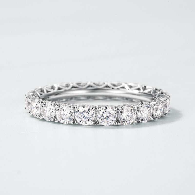 S925 Silver Radiant Moissanite Ring with a Single Halo Setting