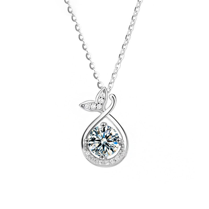 S925 Sterling Silver Moissanite Fishtail Necklace
