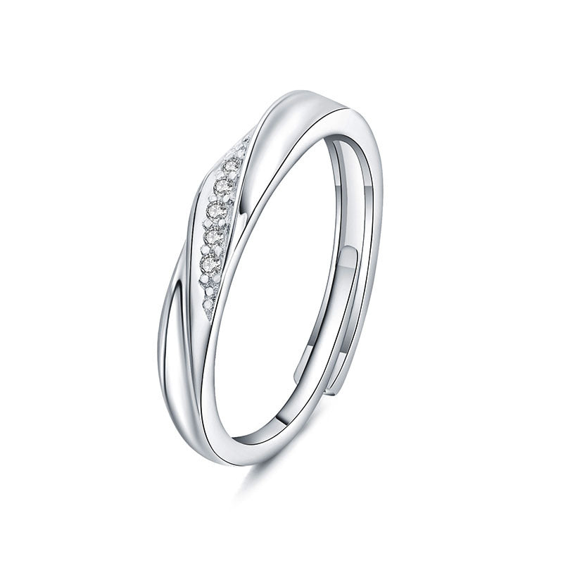 S925 Sterling Silver Wave Moissanite Couple Ring