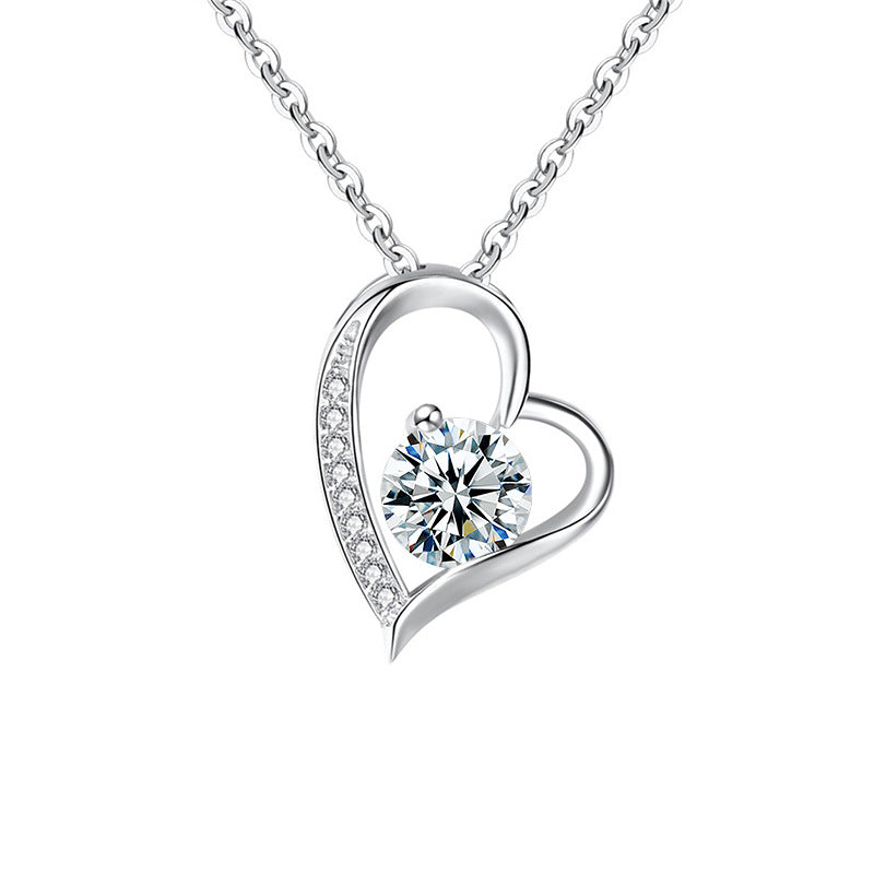 S925 Sterling Silver Moissanite Heart-Shaped Necklace
