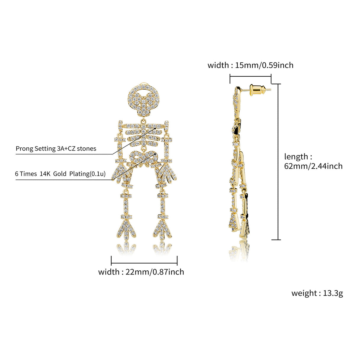 S925 Sterling Silver Halloween Novelty Bleeding Skull Earrings