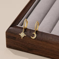 S925 Sterling Silver Star and Moon Earrings with Zirconia