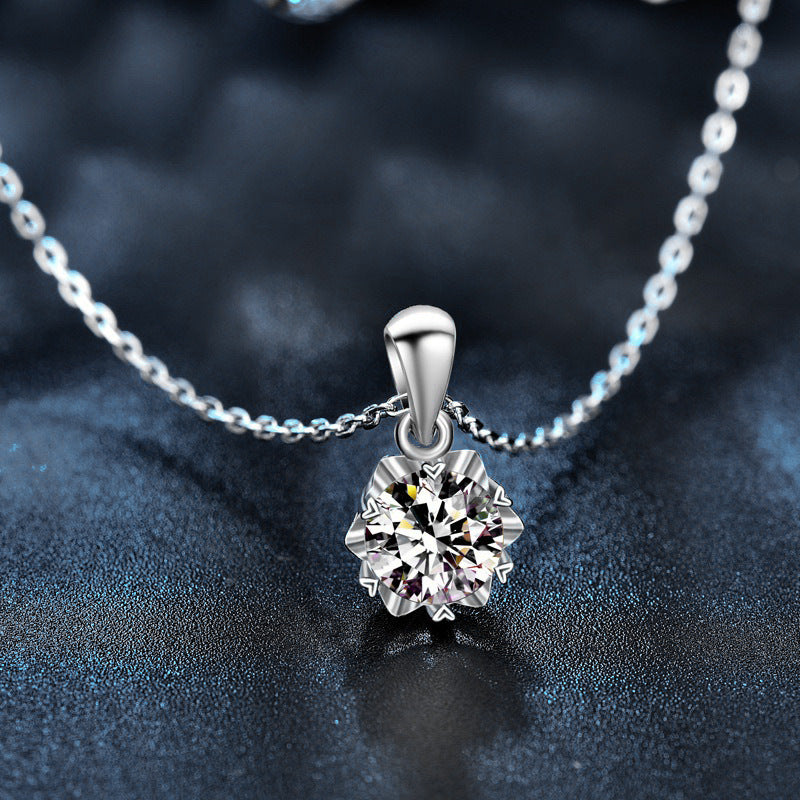 S925 Sterling Silver Moissanite Six-Pointed Star Snowflake Necklace