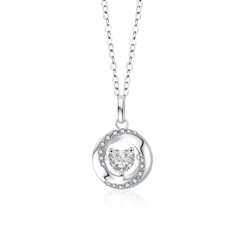 S925 Sterling Silver Moissanite Heart-Shaped Pendant Mobius Couple Necklace