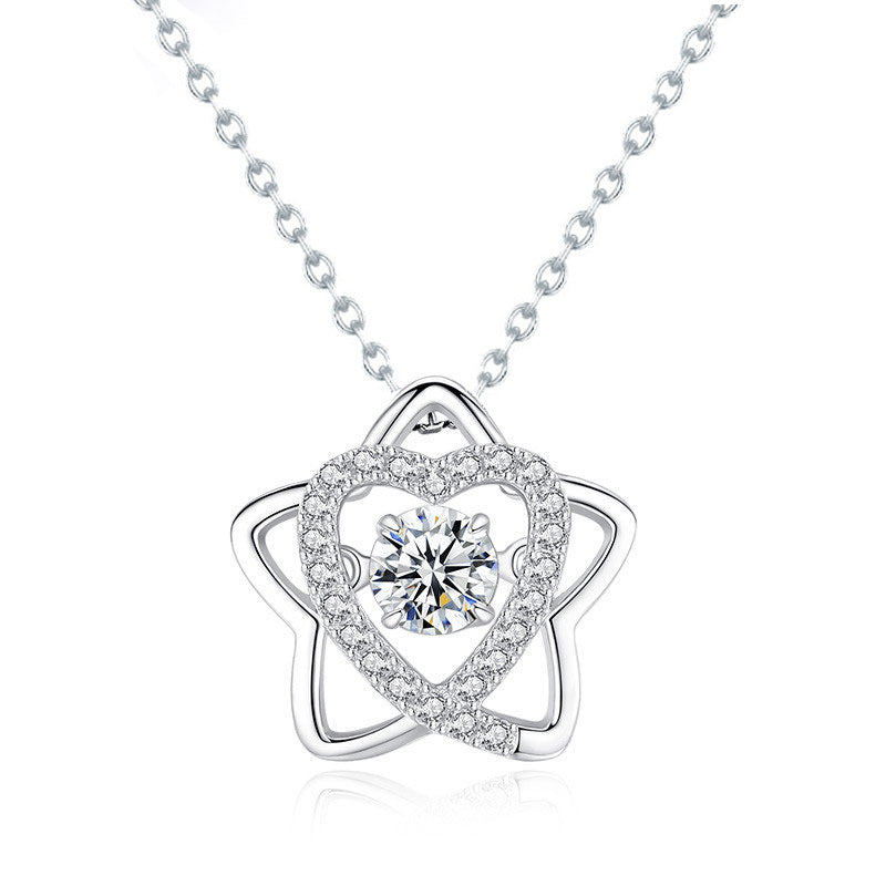 S925 Sterling Silver Moissanite Five-Pointed Star Pendant Necklace