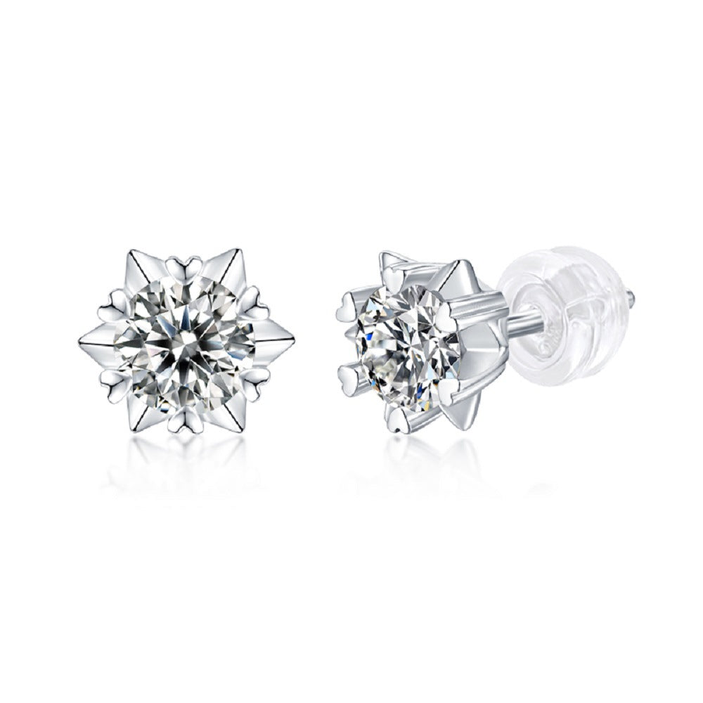 S925 Sterling Silver Snowflake Stud Earrings with Moissanite