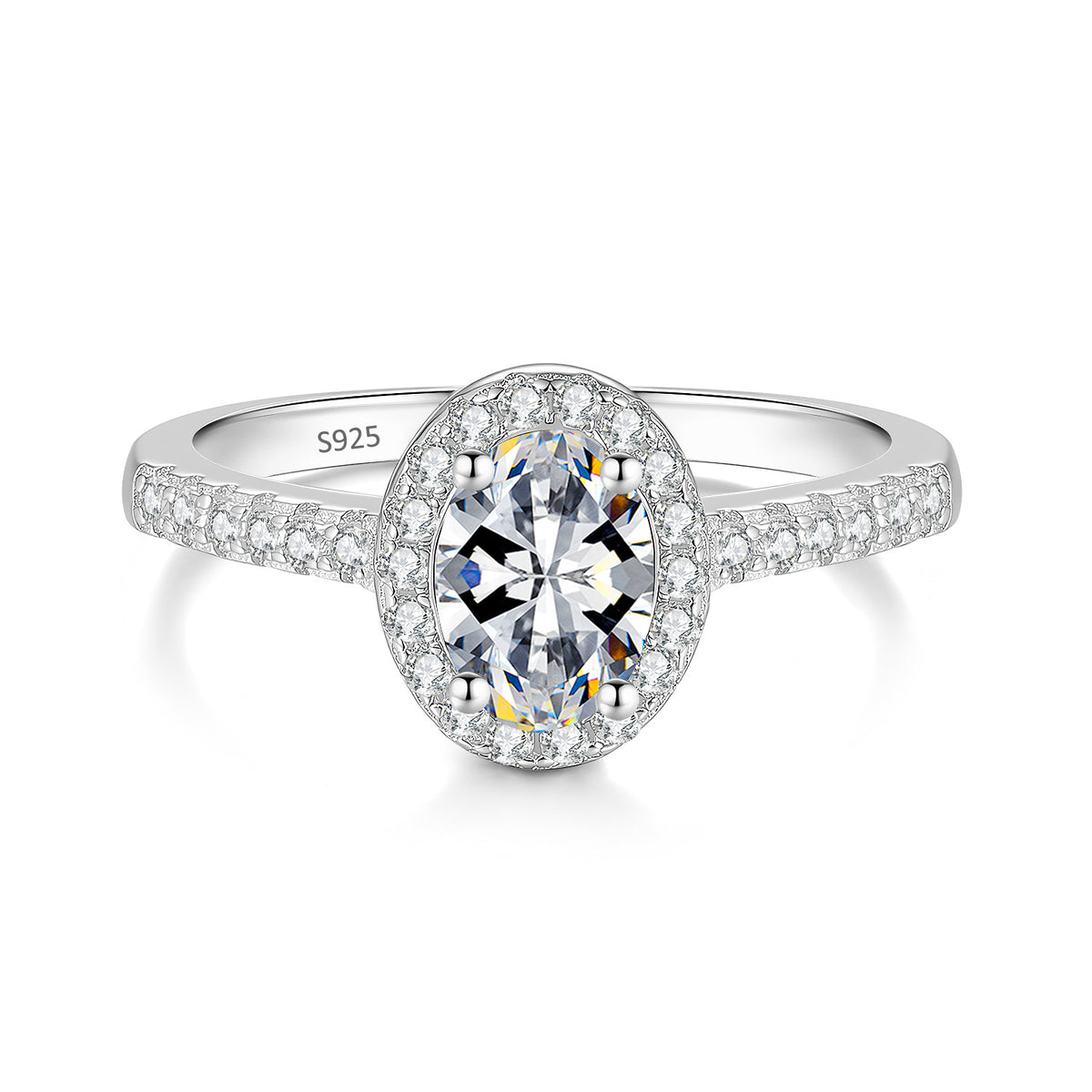 S925 Sterling Silver Moissanite Gemstone Ring