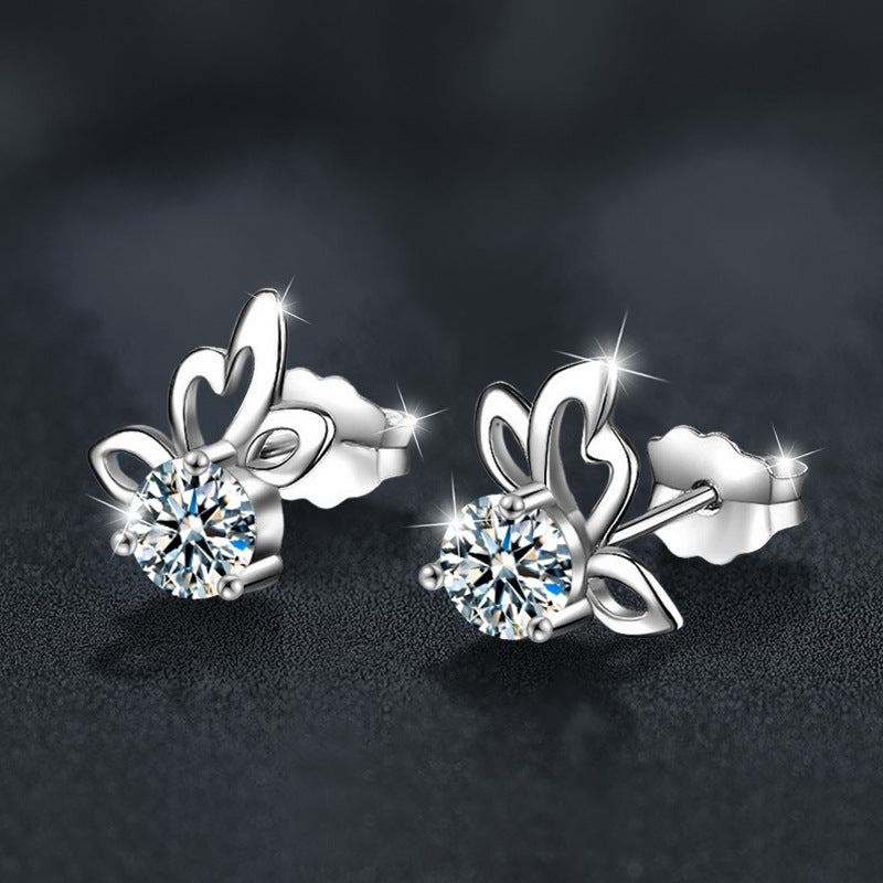 Moissanite S925 sterling silver butterfly earrings