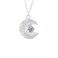 S925 Sterling Silver Moissanite Moon Pendant Necklace