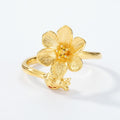 S925 Sterling Silver Gold-Plated Pomegranate Zircon Inlaid Ring