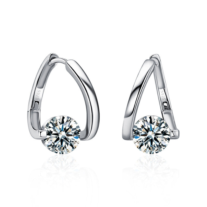 Simple lines 925 sterling silver stud earrings with moissanite