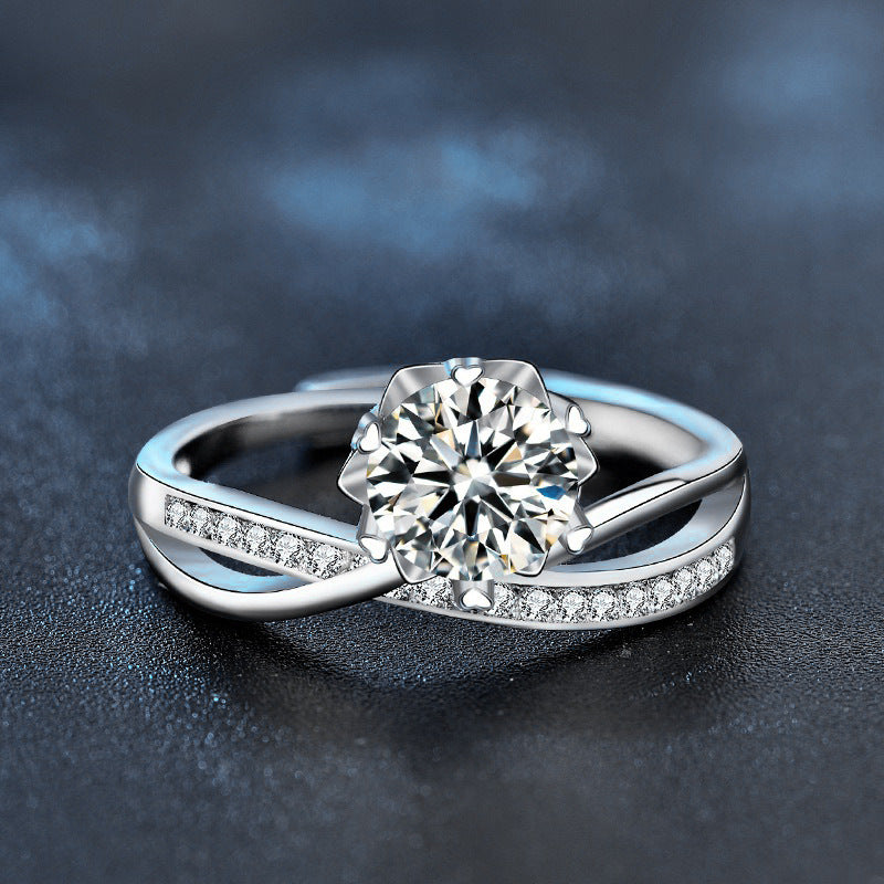 S925 Sterling Silver “Sea & Mountain Vow” Moissanite Ring