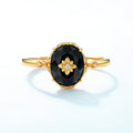 S925 Sterling Silver Gold-Plated Black Onyx Ring