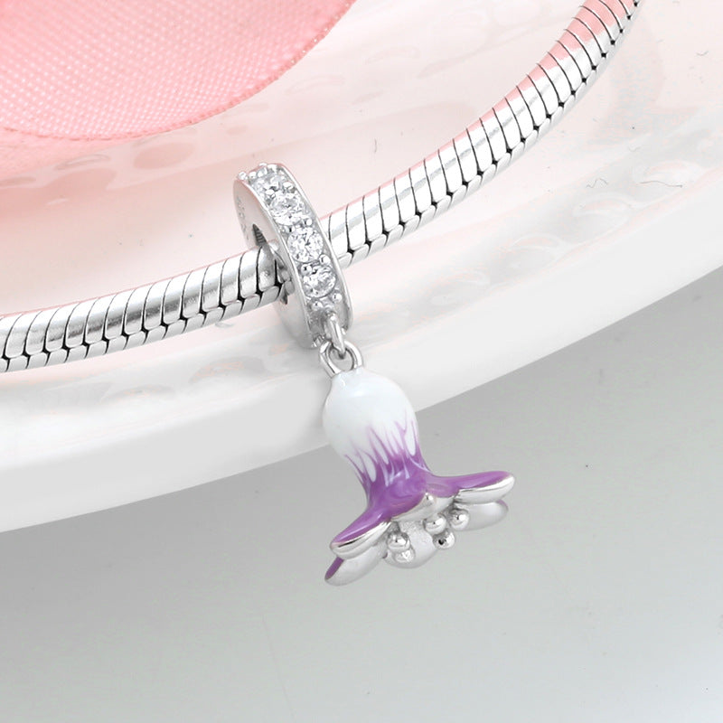 S925 Sterling Silver Purple White Gradient Flower Zircon Pendant
