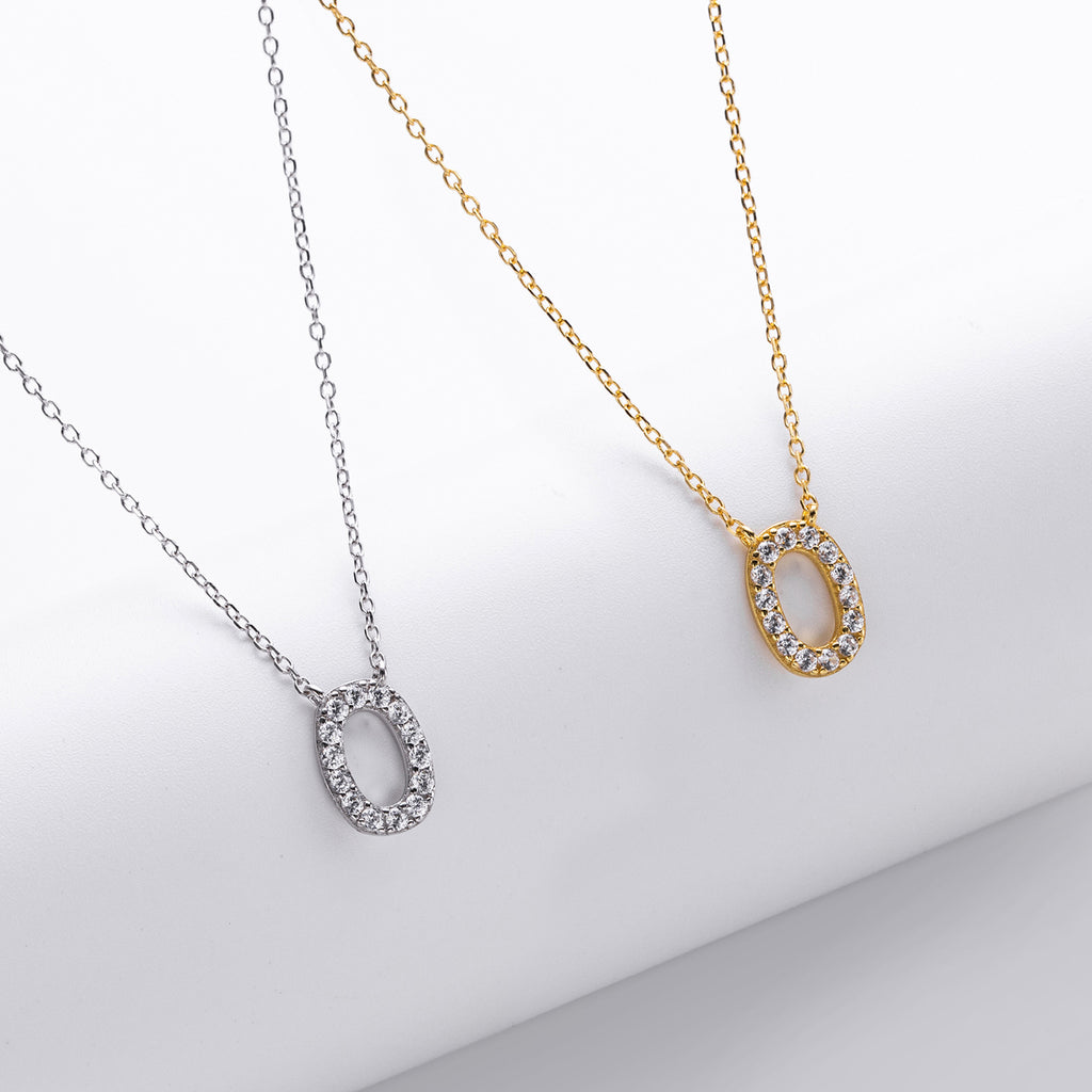 S925 Sterling Silver Simple Diamond Necklace with English Letters