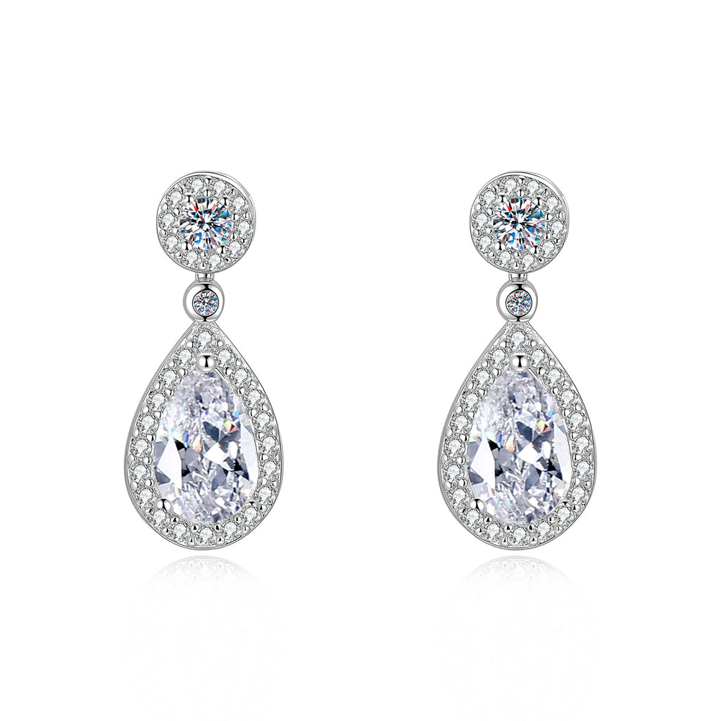 S925 Sterling Silver Teardrop Moissanite Stud Earrings