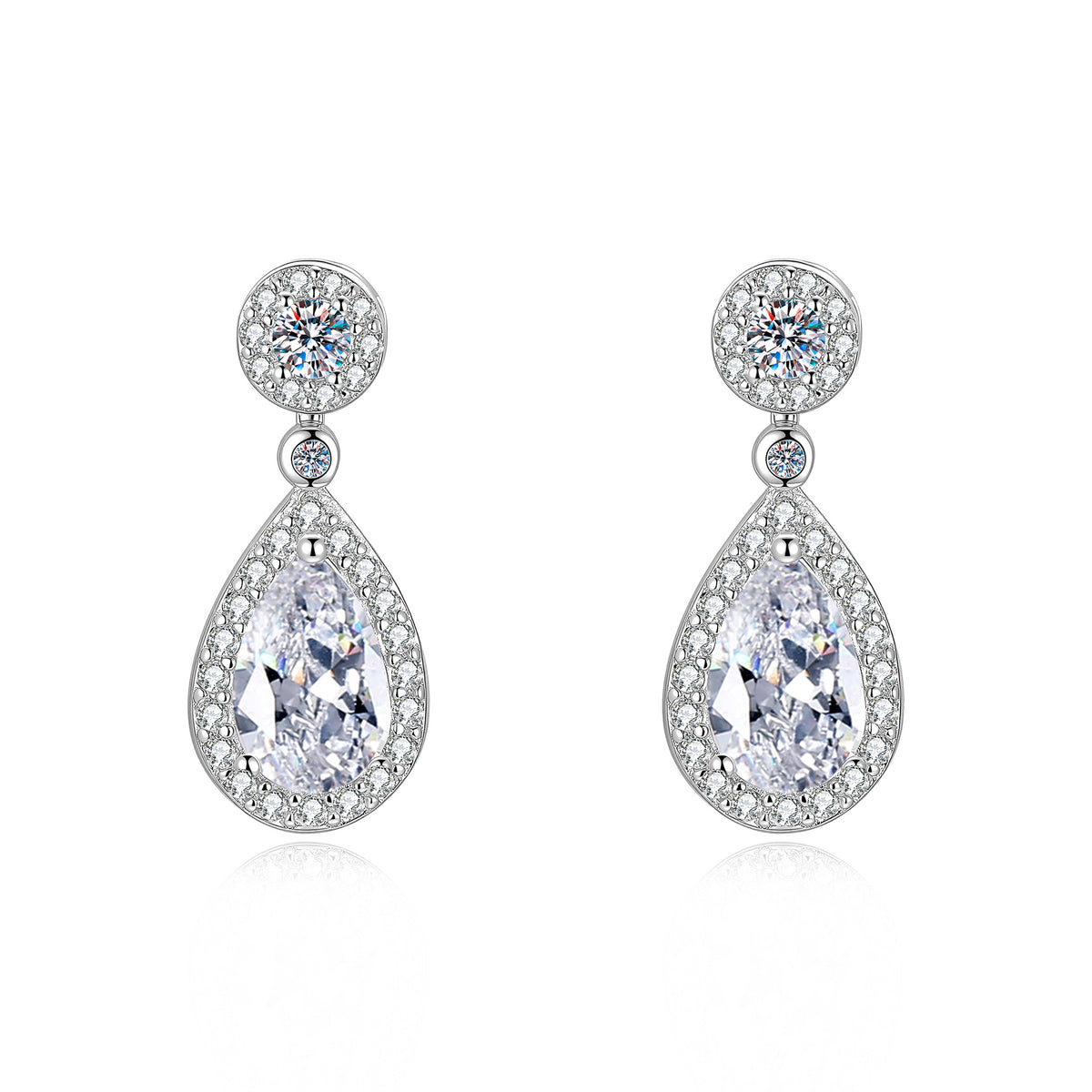 S925 Sterling Silver Teardrop Moissanite Stud Earrings