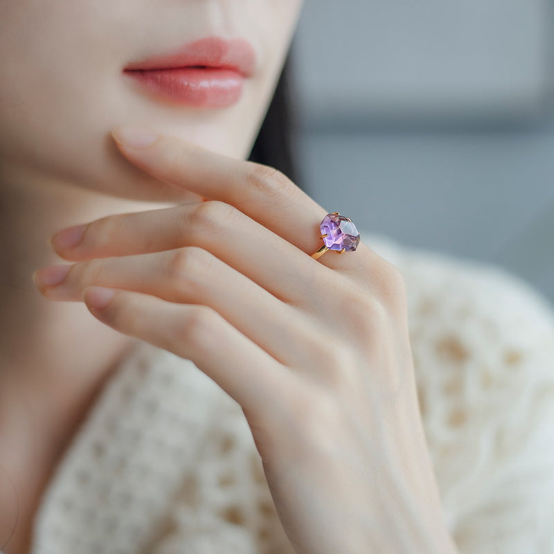 S925 Sterling Silver Gold-Plated Irregular Ring