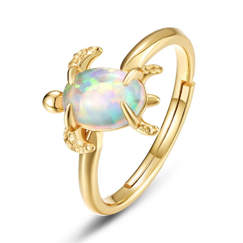 Ocean Turtle Synthetic Opal Stud Earrings 925 Sterling Silver