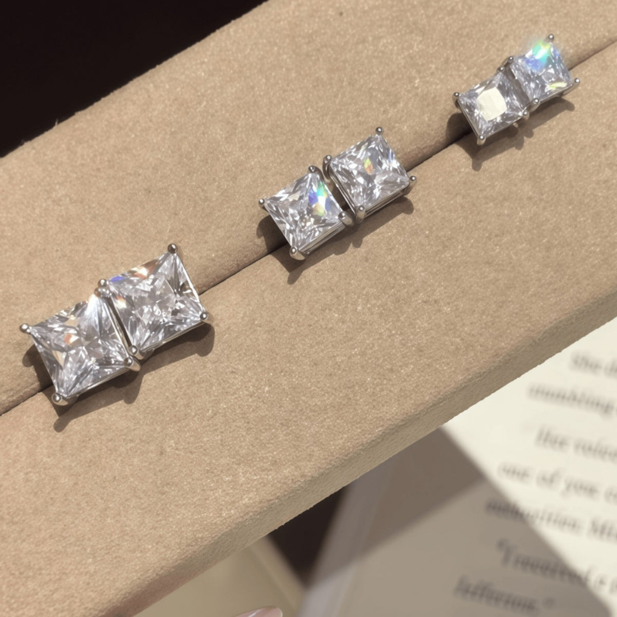 S925 Silver Square 7x7mm Moissanite Stud Earrings
