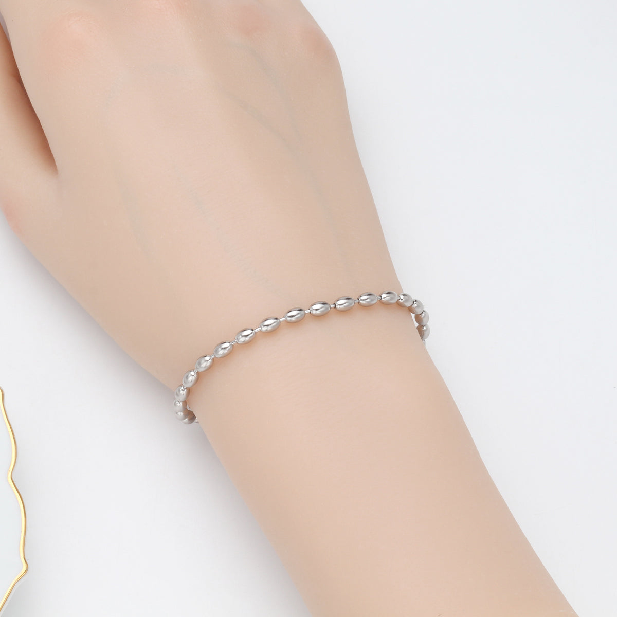 S925 Sterling Silver Rice Bead Bracelet