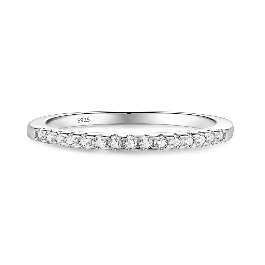 S925 Sterling Silver Micro-Pave Moissanite Ring