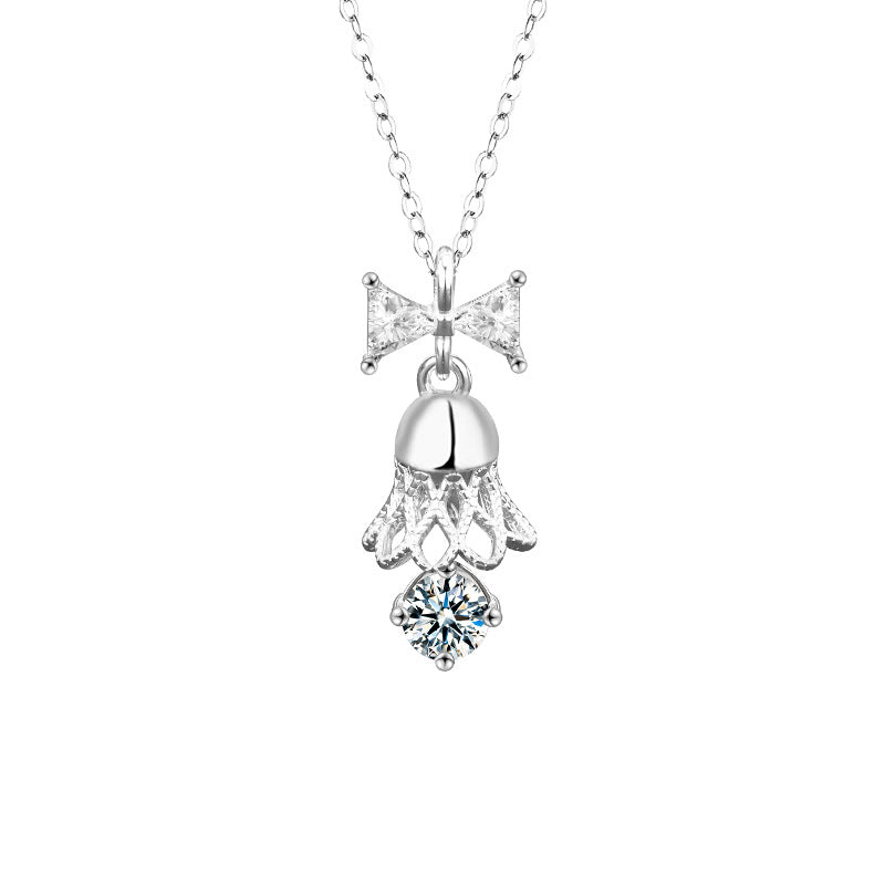 S925 Sterling Silver Moissanite Bell Pendant Necklace