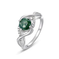 S925 Sterling Silver Gold-Plated Wavy Green Moss Ring
