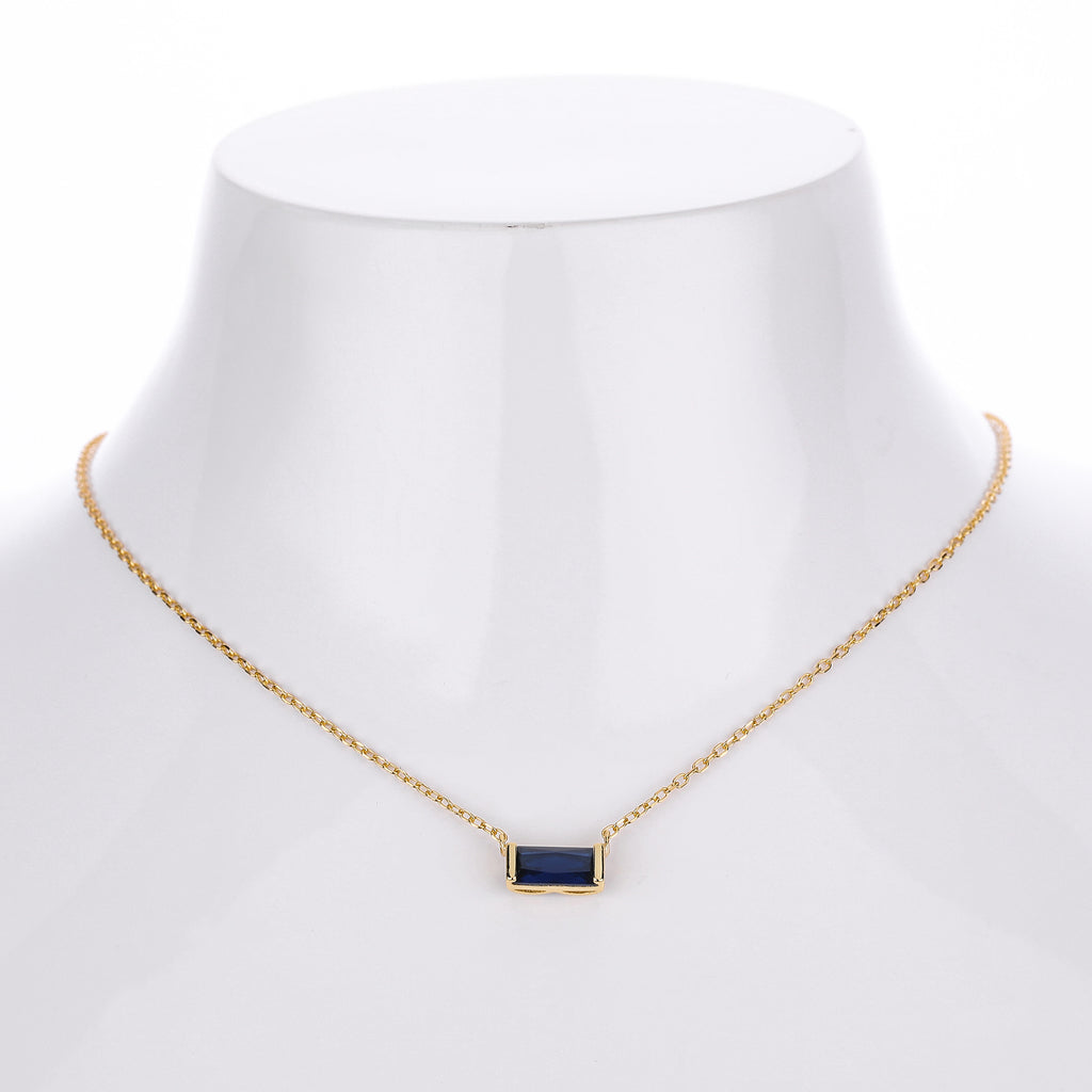 Rectangular colored zircon s925 sterling silver December birthstone collar necklace