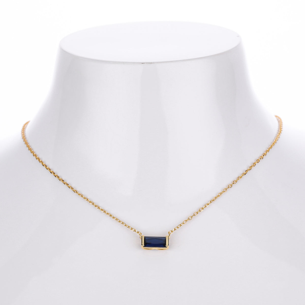 Rectangular colored zircon s925 sterling silver December birthstone collar necklace