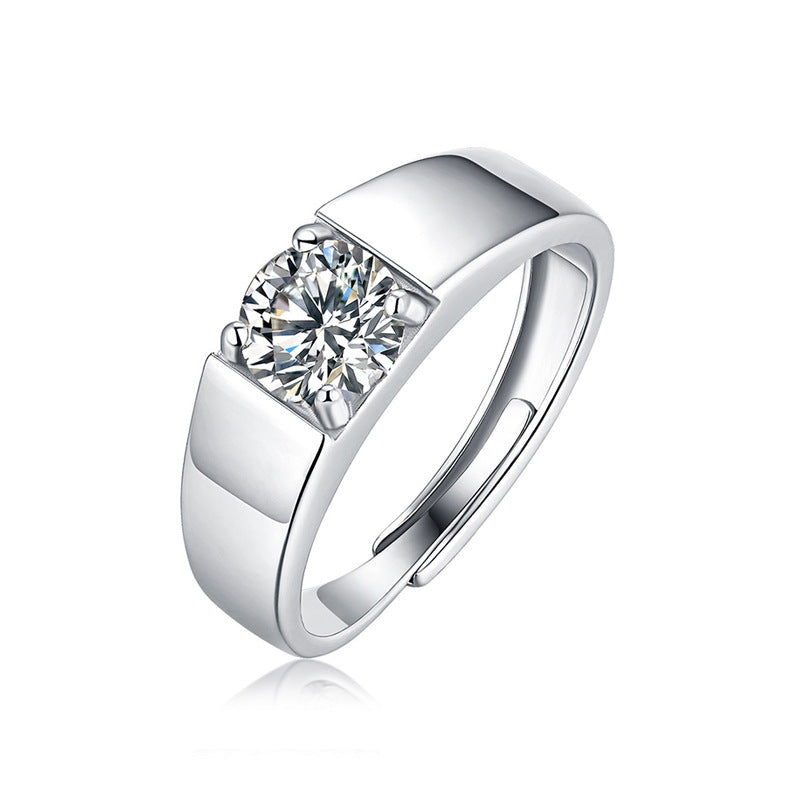 S925 Sterling Silver Moissanite Couple Ring