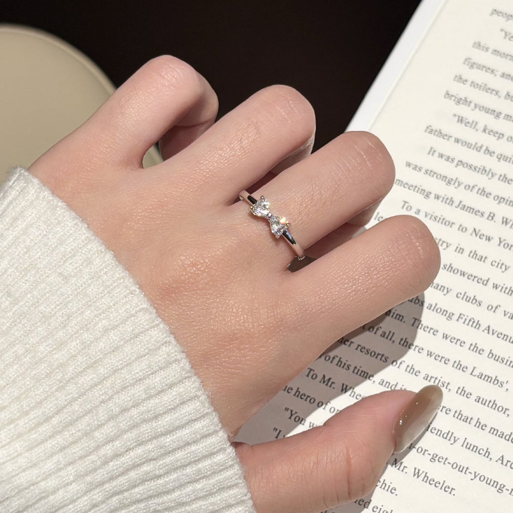 S925 Silver Bow Moissanite Ring