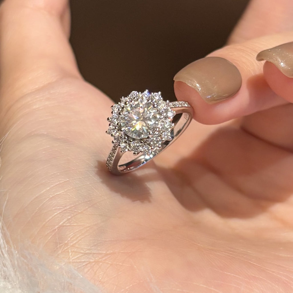 S925 Sterling Silver Colorful Moissanite Ring