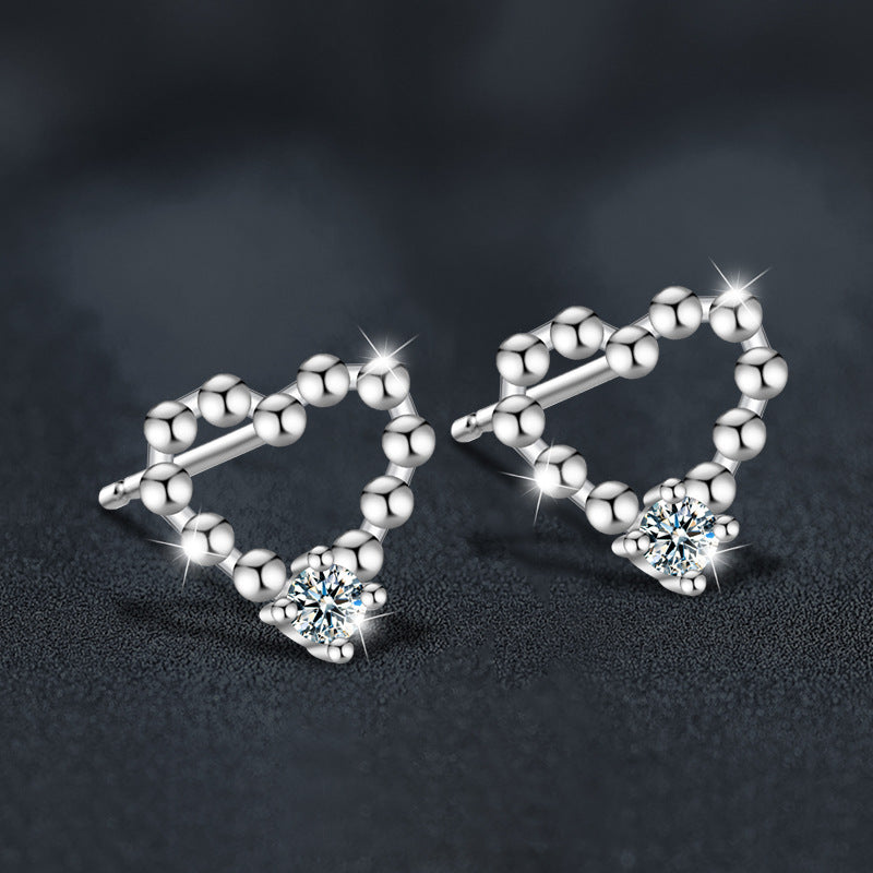 Moissanite S925 sterling silver heart-shaped earrings