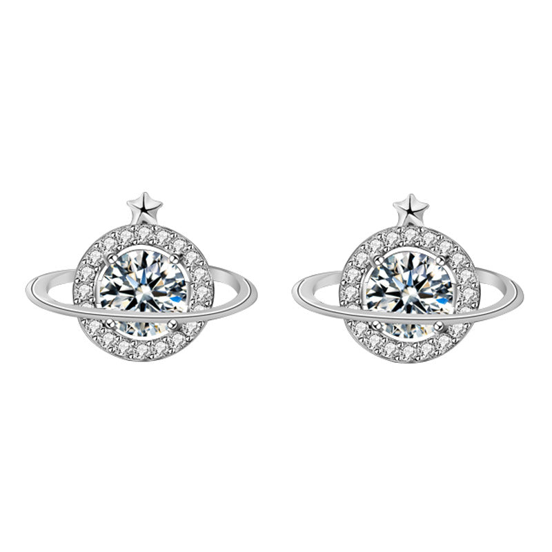 S925 Sterling Silver Moissanite Planet Earrings